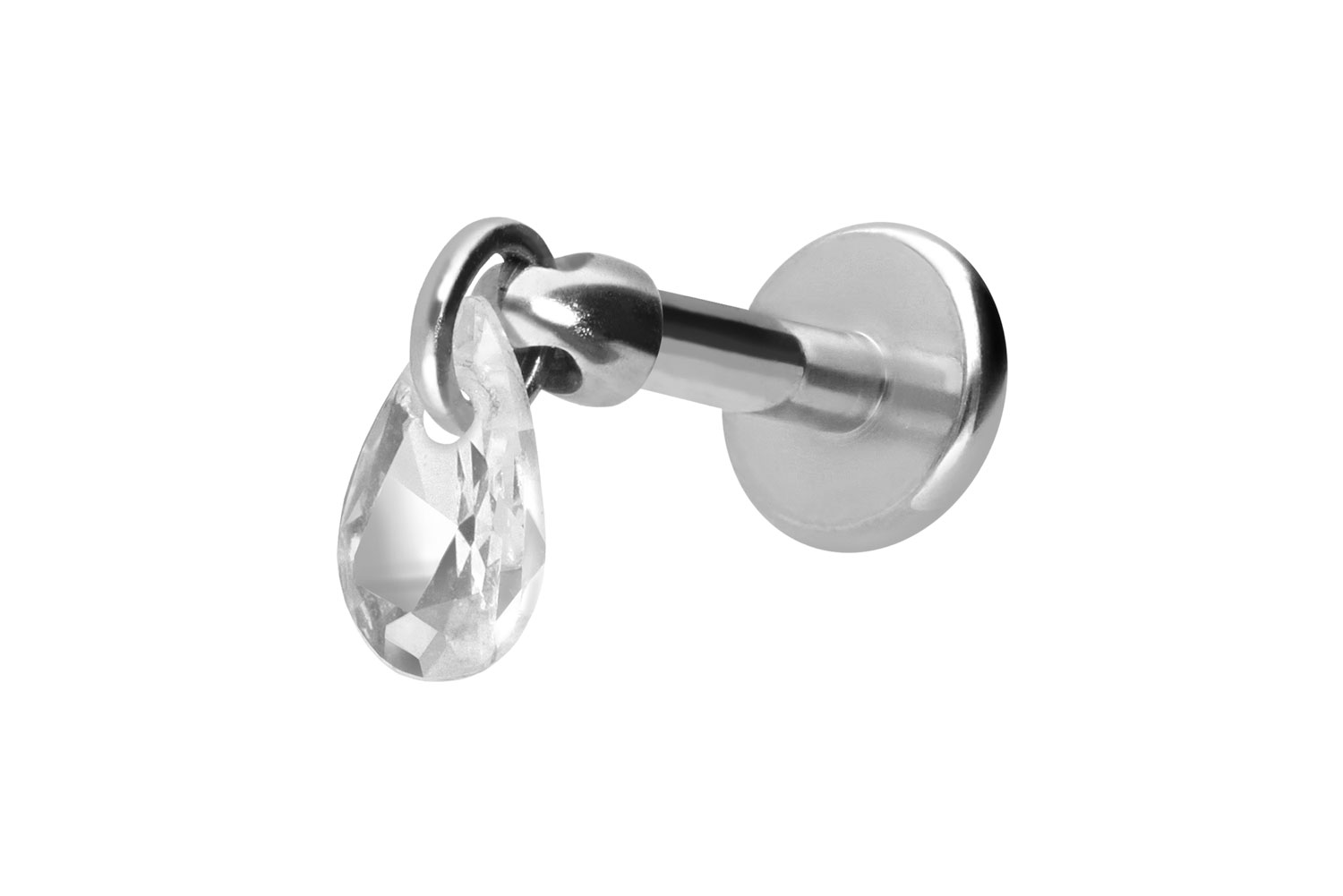 Titan Labret Piercing mit Innengewinde KRISTALLTROPFEN